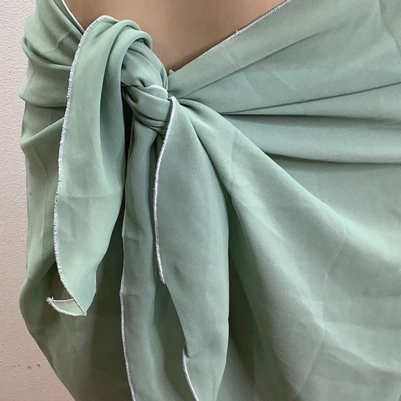 Zuliana Light Green Lettuce Trim With Tie Cover Up Skirt/Sarong. Made in USA NWT - Picture 2 of 4